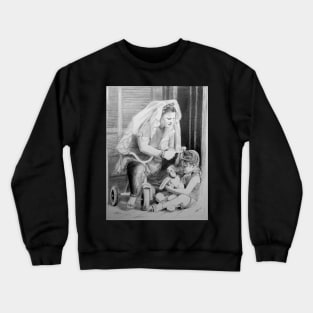 Brushing - Drawing by Avril Thomas - South Australian Artist Crewneck Sweatshirt